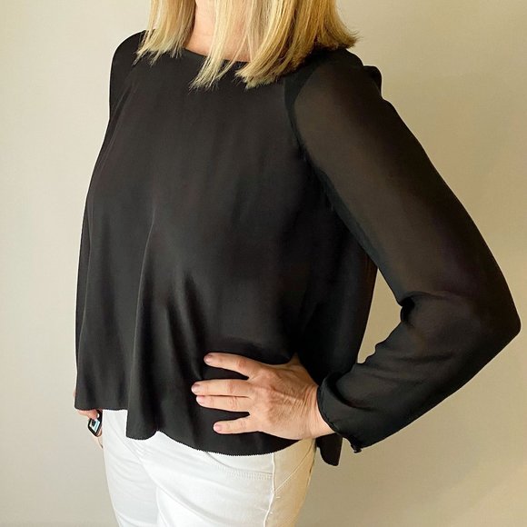 Wilfred black silk open back top - Picture 2 of 11